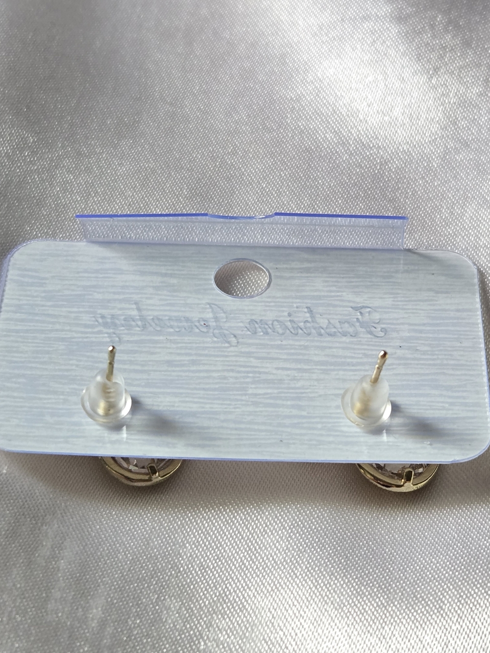 Fashion Jewelry Gold Lemon Slice Stud Earrings with Clear Accent Stone NWOT - Picture 3 of 3